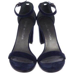 Suart Weitzman Nearly Nude Navy Suede Sandal